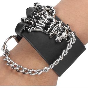 Skeleton Hand Wrist Strap PU Leather Wrist Band for Punk Rock Unisex New